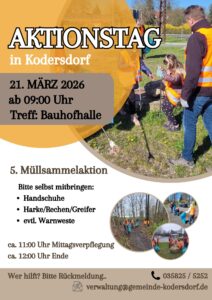 Zu sehen ist ein Flyer für die Müllsammelaktion in Kodersdorf am 21.03.2026.