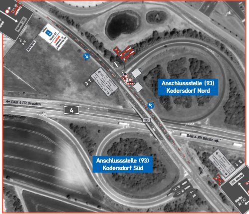 Sperrung der AS Kodersdorf, BAB 4, für die Fahrtrichtung Dresden