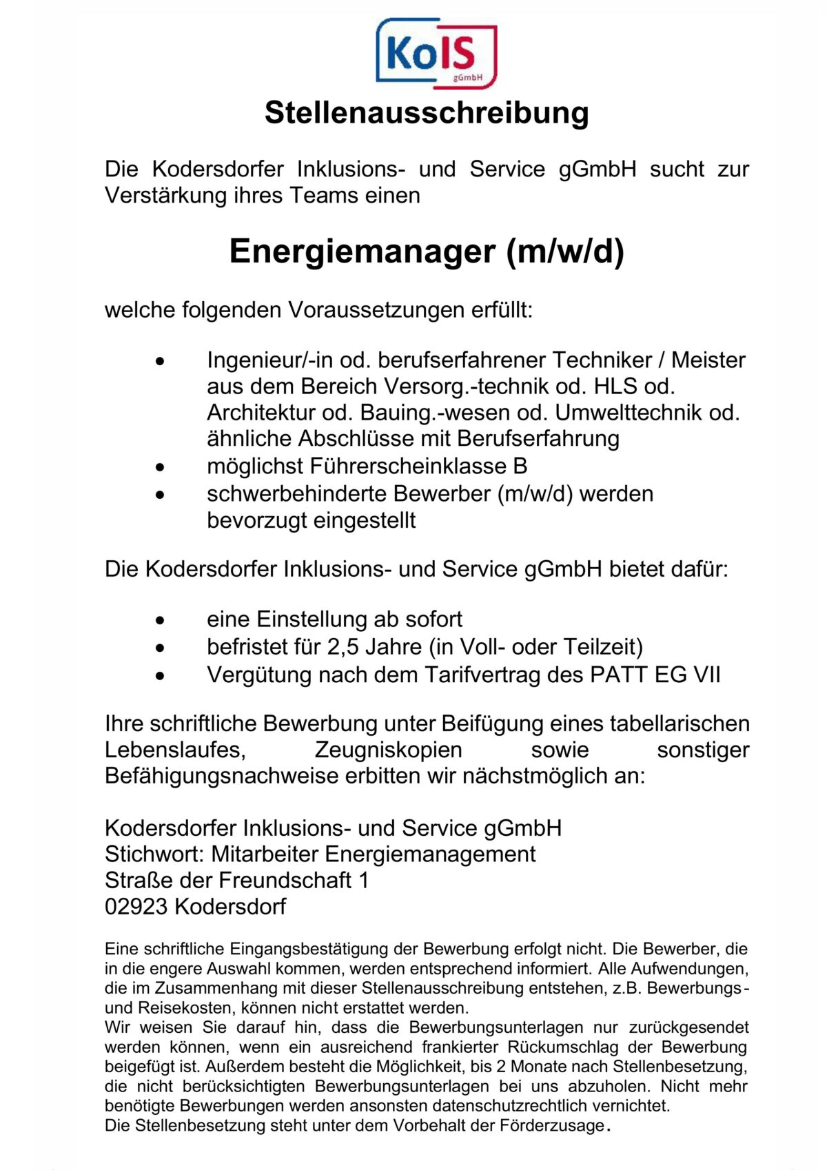 Stellenausschreibung